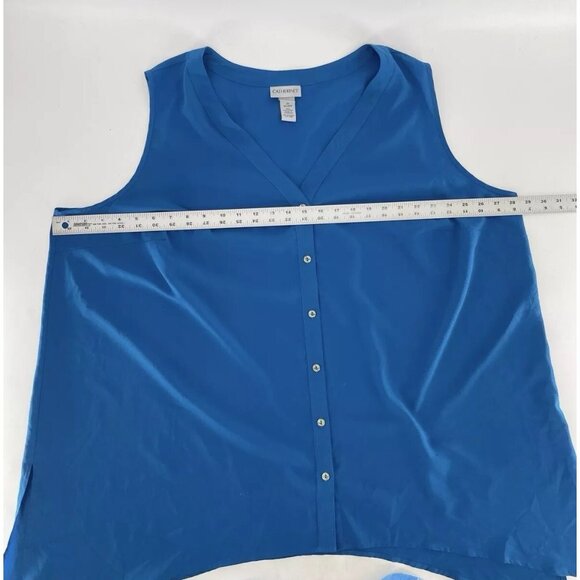 Catherines Plus Size Blue Chiffon Asymmetrical Hem Sleeveless Blouse Size 3x - Picture 7 of 7